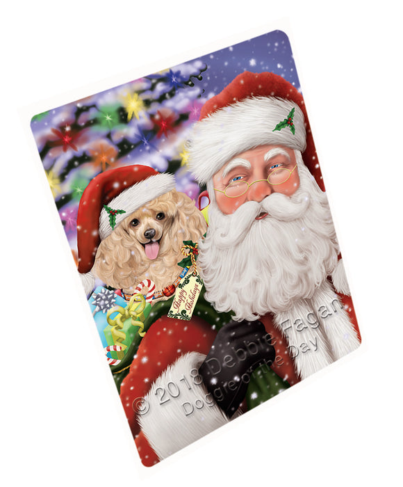 Santa Carrying Poodle Dog and Christmas Presents Large Refrigerator / Dishwasher Magnet RMAG84924