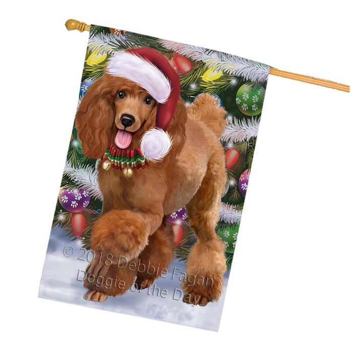 Trotting in the Snow Poodle Dog House Flag FLG55881