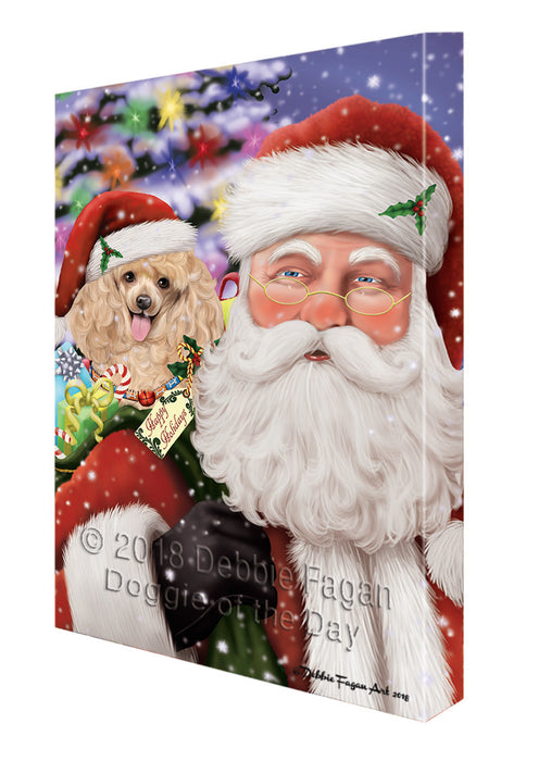 Santa Carrying Poodle Dog and Christmas Presents Canvas Print Wall Art Décor CVS103913