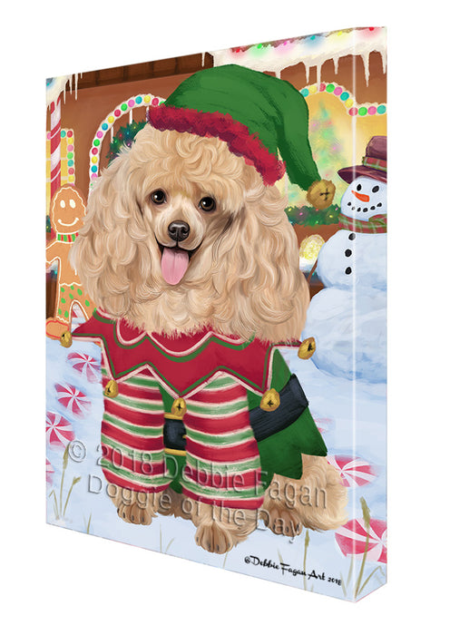 Christmas Gingerbread House Candyfest Poodle Dog Canvas Print Wall Art Décor CVS130562