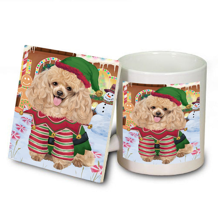 Christmas Gingerbread House Candyfest Poodle Dog Mug and Coaster Set MUC56474