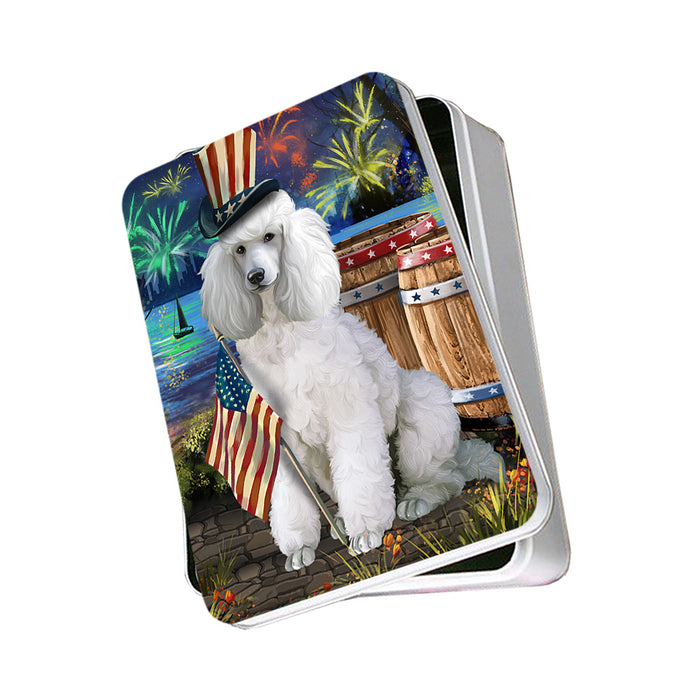 4th of July Independence Day Fireworks Poodle Dog at the Lake Photo Storage Tin PITN51203