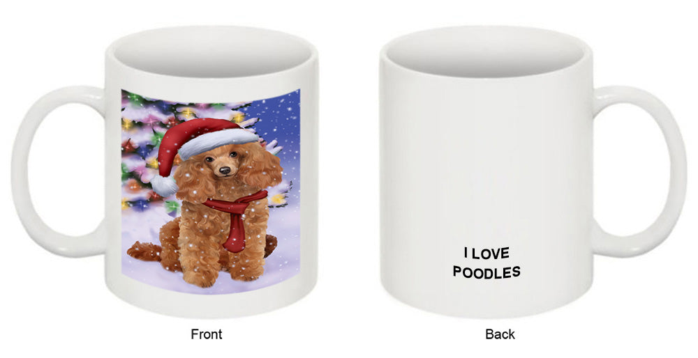 Winterland Wonderland Poodle Dog In Christmas Holiday Scenic Background  Coffee Mug MUG48808