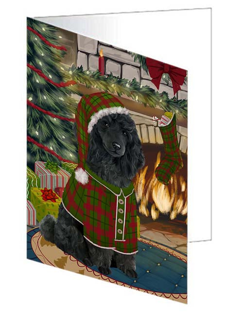 The Stocking was Hung Poodle Dog Handmade Artwork Assorted Pets Greeting Cards and Note Cards with Envelopes for All Occasions and Holiday Seasons GCD71213