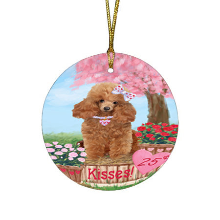 Rosie 25 Cent Kisses Poodle Dog Round Flat Christmas Ornament RFPOR56347