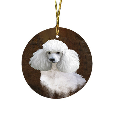 Rustic Poodle Dog Round Flat Christmas Ornament RFPOR54456