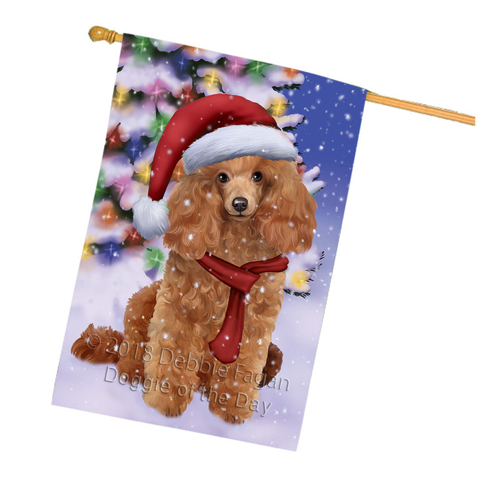 Winterland Wonderland Poodle Dog In Christmas Holiday Scenic Background  House Flag FLG53608