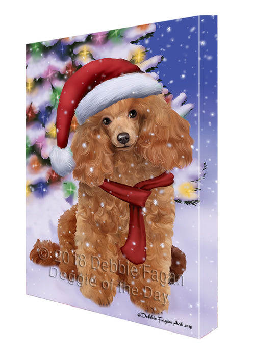 Winterland Wonderland Poodle Dog In Christmas Holiday Scenic Background  Canvas Print Wall Art Décor CVS98540