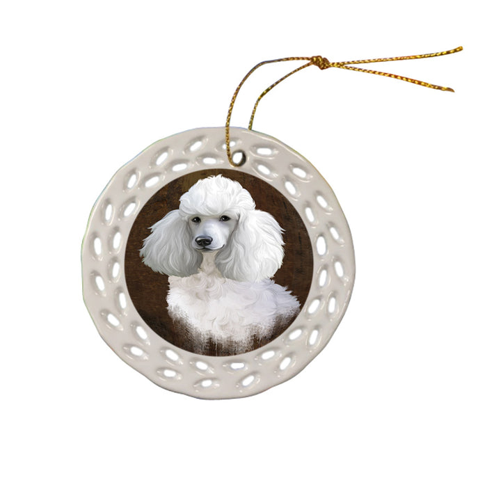 Rustic Poodle Dog Ceramic Doily Ornament DPOR54465
