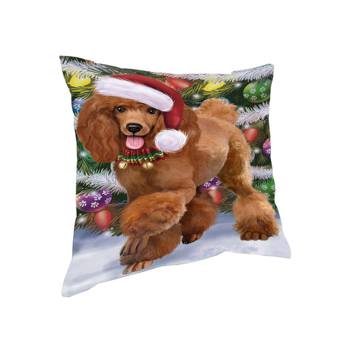 Trotting in the Snow Poodle Dog Pillow PIL70736