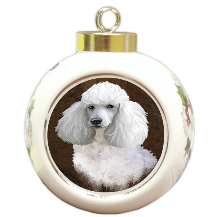 Rustic Poodle Dog Round Ball Christmas Ornament RBPOR54465