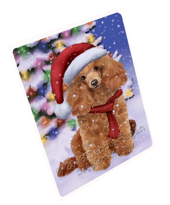 Winterland Wonderland Poodle Dog In Christmas Holiday Scenic Background  Large Refrigerator / Dishwasher Magnet RMAG81342