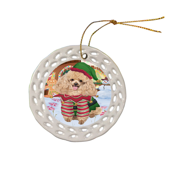 Christmas Gingerbread House Candyfest Poodle Dog Ceramic Doily Ornament DPOR56838