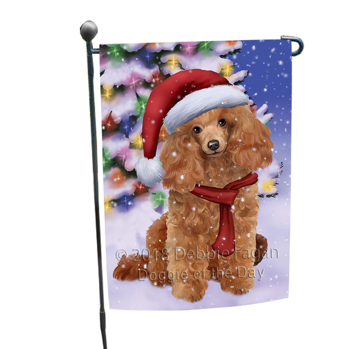 Winterland Wonderland Poodle Dog In Christmas Holiday Scenic Background  Garden Flag GFLG53472