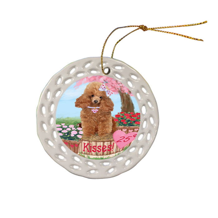 Rosie 25 Cent Kisses Poodle Dog Ceramic Doily Ornament DPOR56347