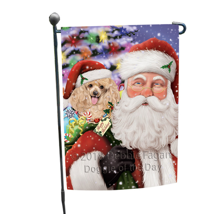 Santa Carrying Poodle Dog and Christmas Presents Garden Flag GFLG54069