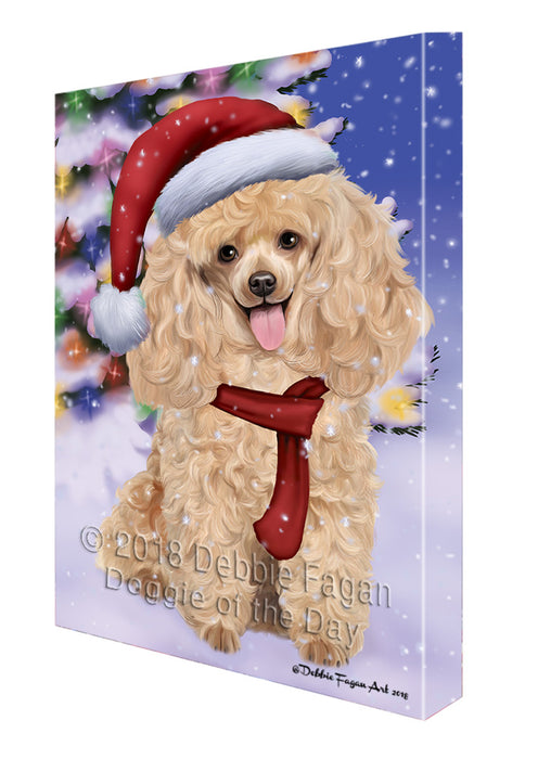 Winterland Wonderland Poodle Dog In Christmas Holiday Scenic Background  Canvas Print Wall Art Décor CVS98549
