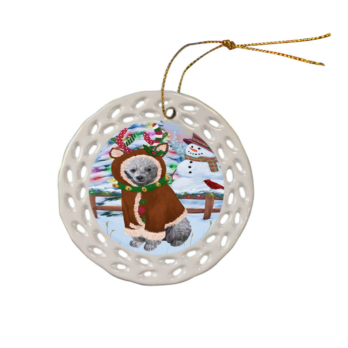 Christmas Gingerbread House Candyfest Poodle Dog Ceramic Doily Ornament DPOR56839