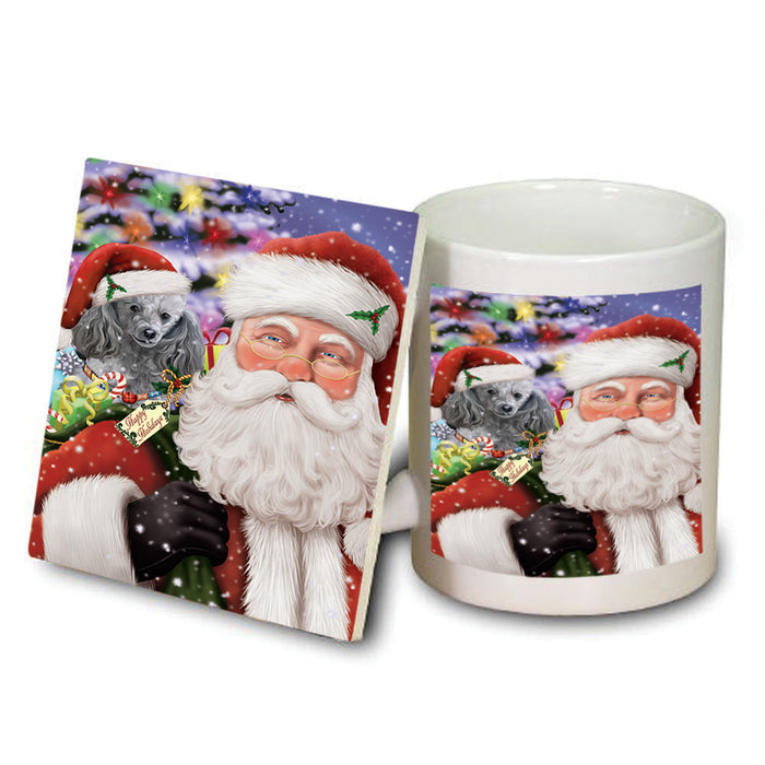 Santa Carrying Poodle Dog and Christmas Presents Mug and Coaster Set MUC54000