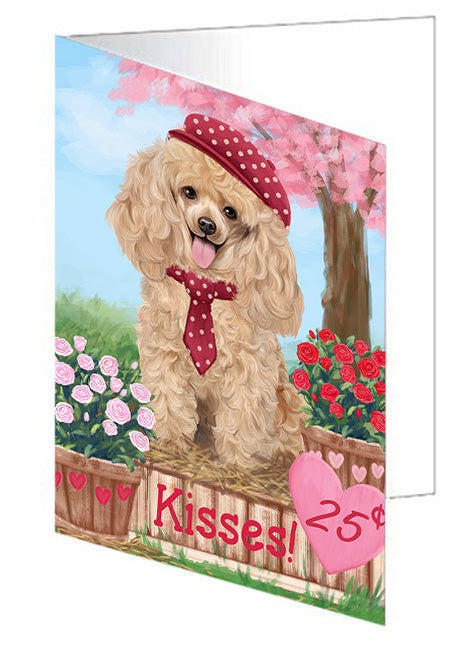 Rosie 25 Cent Kisses Poodle Dog Handmade Artwork Assorted Pets Greeting Cards and Note Cards with Envelopes for All Occasions and Holiday Seasons GCD72491