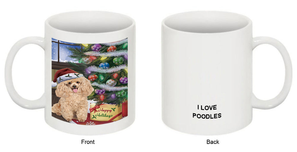 Christmas Happy Holidays Poodle Dog with Tree and Presents Coffee Mug MUG49247