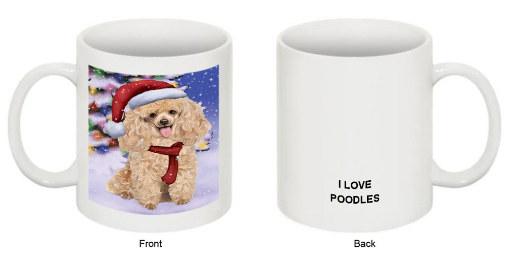 Winterland Wonderland Poodle Dog In Christmas Holiday Scenic Background  Coffee Mug MUG48809