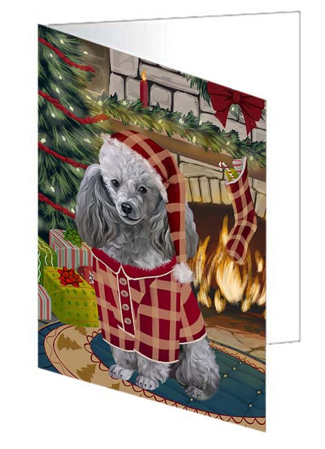 The Stocking was Hung Poodle Dog Handmade Artwork Assorted Pets Greeting Cards and Note Cards with Envelopes for All Occasions and Holiday Seasons GCD71216