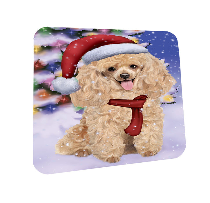 Winterland Wonderland Poodle Dog In Christmas Holiday Scenic Background  Coasters Set of 4 CST53369