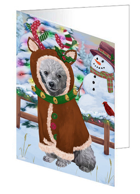 Christmas Gingerbread House Candyfest Poodle Dog Handmade Artwork Assorted Pets Greeting Cards and Note Cards with Envelopes for All Occasions and Holiday Seasons GCD73964