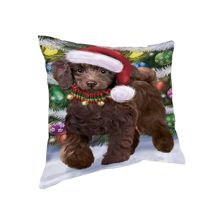 Trotting in the Snow Poodle Dog Pillow PIL70740
