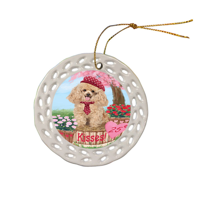 Rosie 25 Cent Kisses Poodle Dog Ceramic Doily Ornament DPOR56348