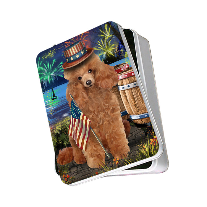4th of July Independence Day Fireworks Poodle Dog at the Lake Photo Storage Tin PITN51204