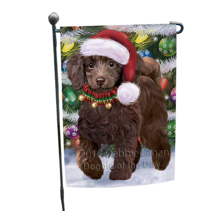 Trotting in the Snow Poodle Dog Garden Flag GFLG55746