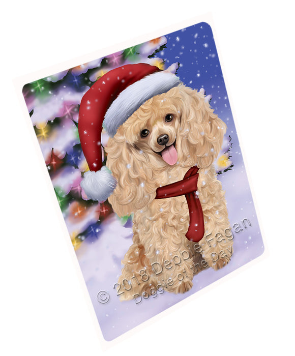 Winterland Wonderland Poodle Dog In Christmas Holiday Scenic Background  Large Refrigerator / Dishwasher Magnet RMAG81348