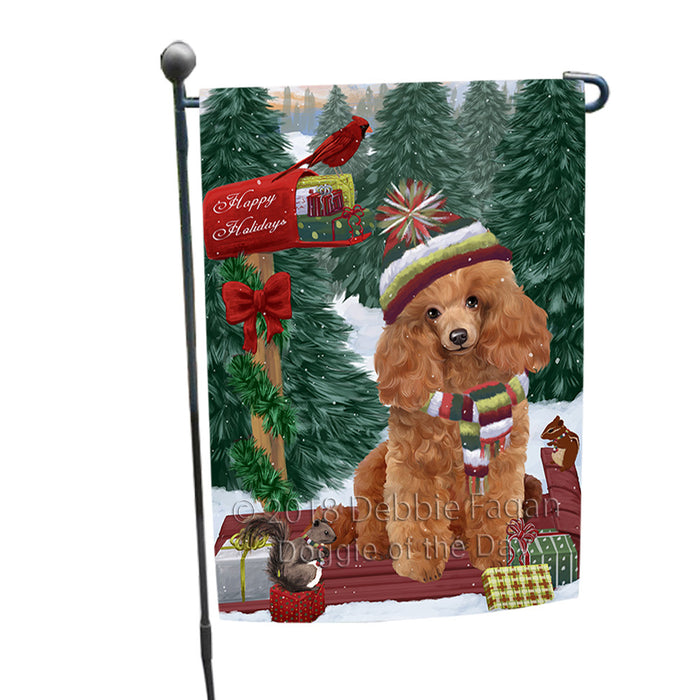 Merry Christmas Woodland Sled Poodle Dog Garden Flag GFLG55294