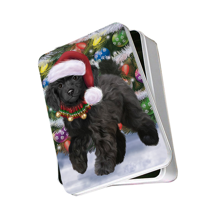 Trotting in the Snow Poodle Dog Photo Storage Tin PITN55397