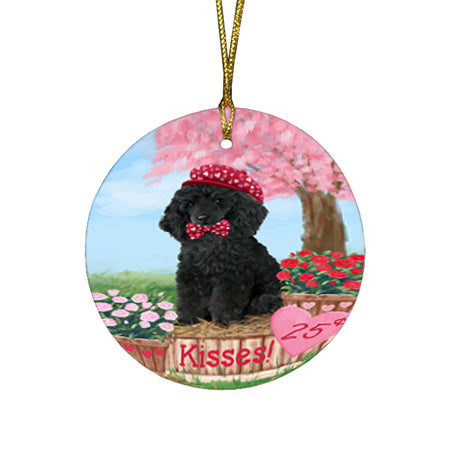 Rosie 25 Cent Kisses Poodle Dog Round Flat Christmas Ornament RFPOR56349