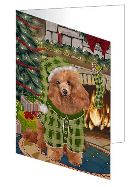 The Stocking was Hung Poodle Dog Handmade Artwork Assorted Pets Greeting Cards and Note Cards with Envelopes for All Occasions and Holiday Seasons GCD71219