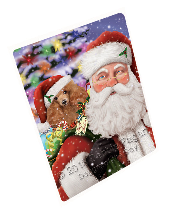 Santa Carrying Poodle Dog and Christmas Presents Large Refrigerator / Dishwasher Magnet RMAG84936