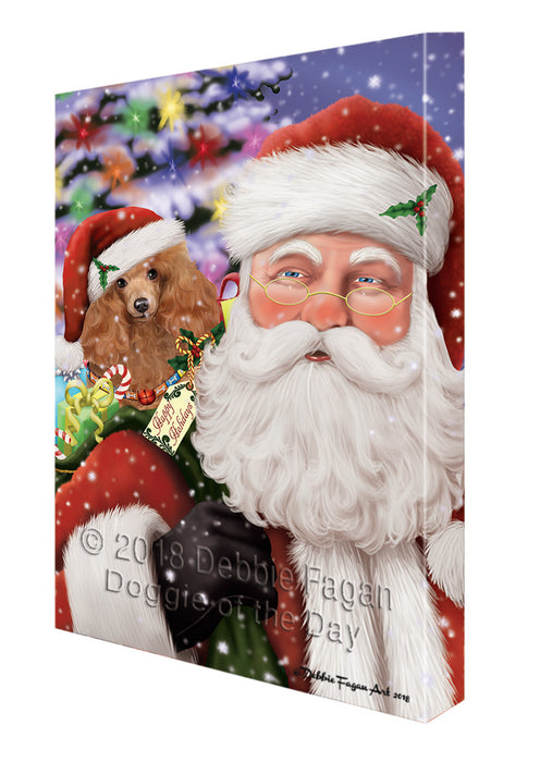 Santa Carrying Poodle Dog and Christmas Presents Canvas Print Wall Art Décor CVS103931