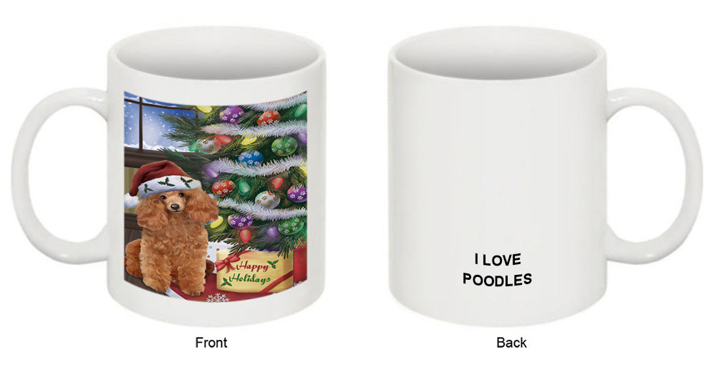 Christmas Happy Holidays Poodle Dog with Tree and Presents Coffee Mug MUG49248