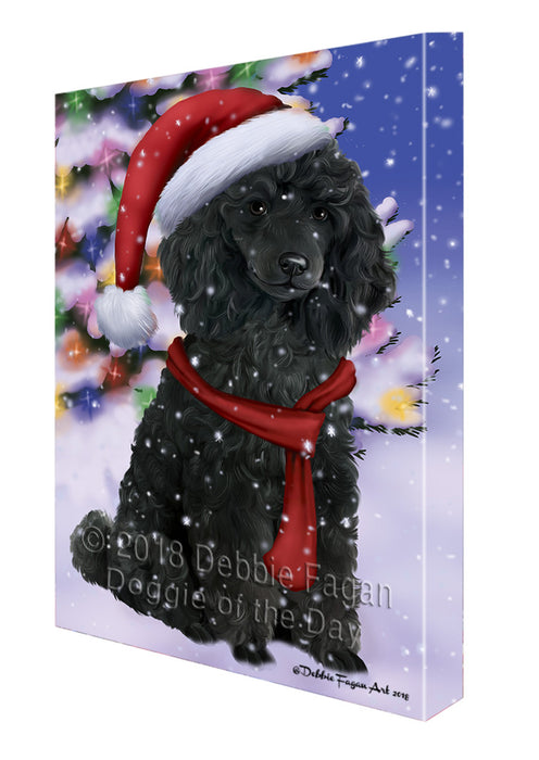Winterland Wonderland Poodle Dog In Christmas Holiday Scenic Background  Canvas Print Wall Art Décor CVS98558