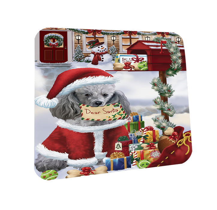 Poodle Dog Dear Santa Letter Christmas Holiday Mailbox Coasters Set of 4 CST53877