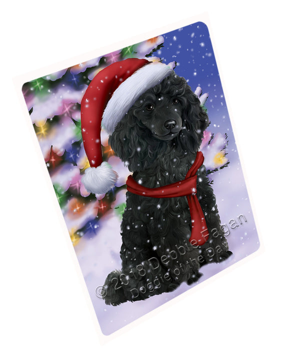 Winterland Wonderland Poodle Dog In Christmas Holiday Scenic Background  Large Refrigerator / Dishwasher Magnet RMAG81354