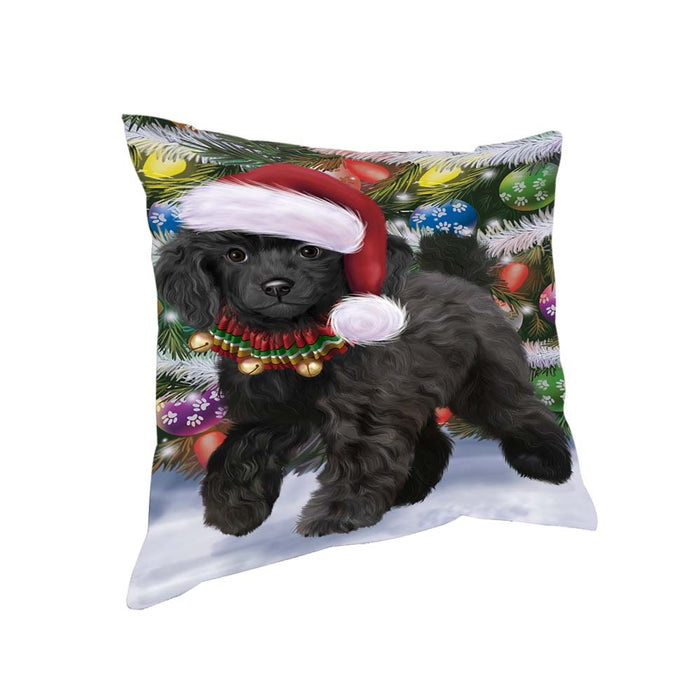 Trotting in the Snow Poodle Dog Pillow PIL70744