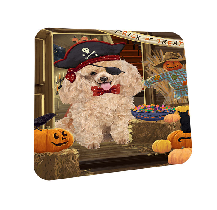 Enter at Own Risk Trick or Treat Halloween Poodle Dog Coasters Set of 4 CST53184