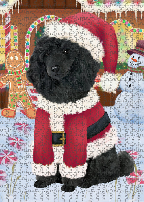 Christmas Gingerbread House Candyfest Poodle Dog Puzzle with Photo Tin PUZL94136