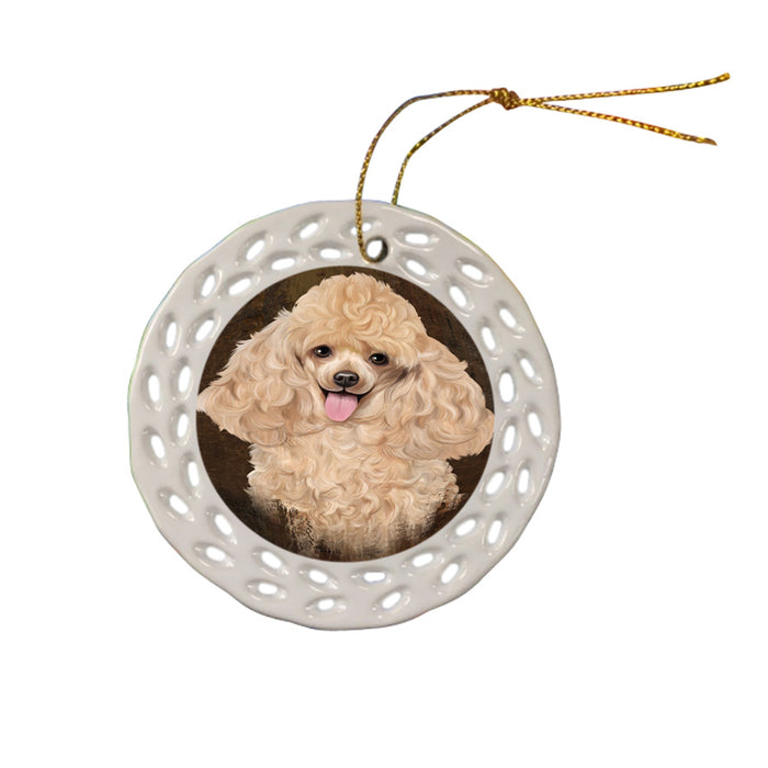 Rustic Poodle Dog Ceramic Doily Ornament DPOR54467