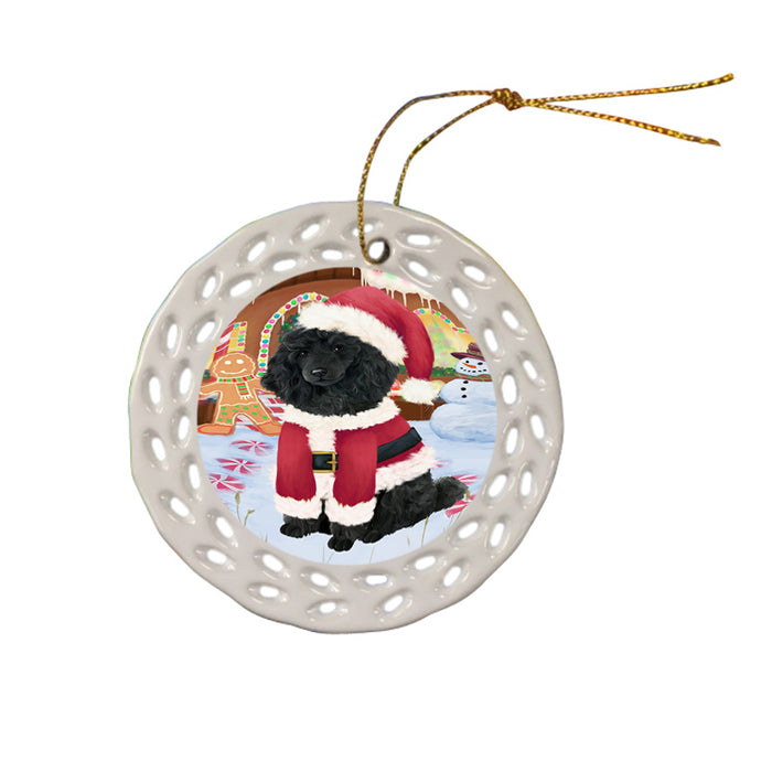Christmas Gingerbread House Candyfest Poodle Dog Ceramic Doily Ornament DPOR56840
