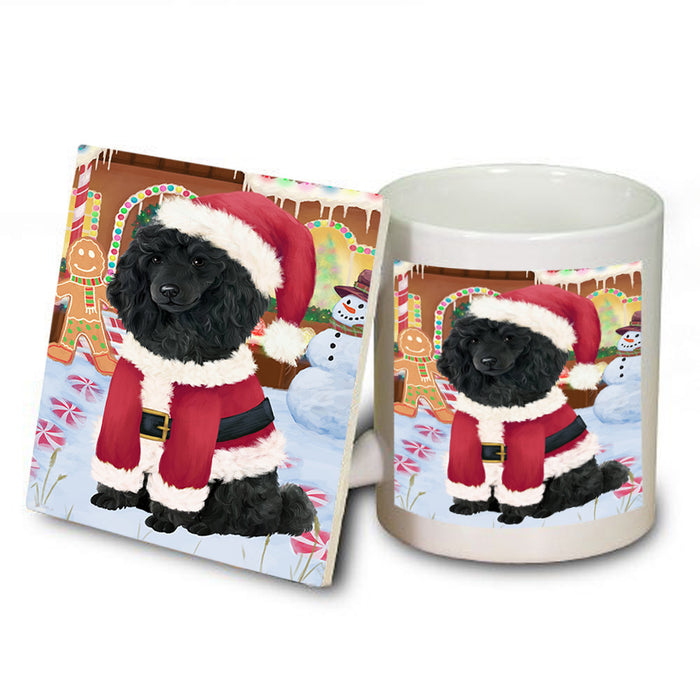 Christmas Gingerbread House Candyfest Poodle Dog Mug and Coaster Set MUC56476